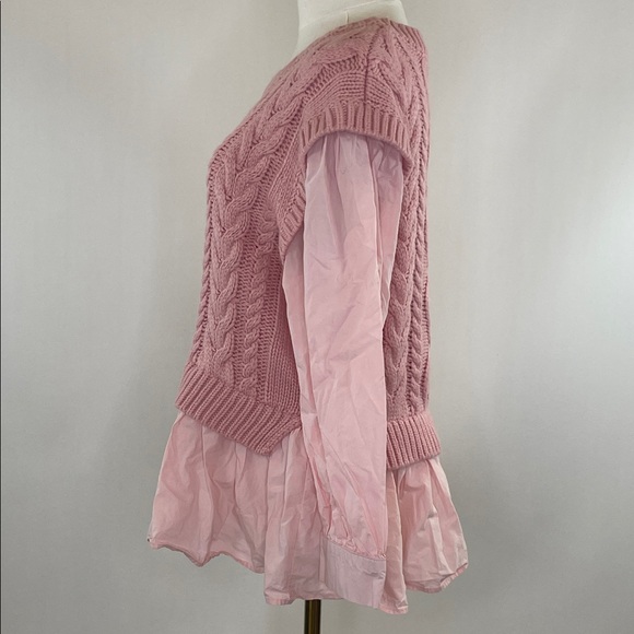 English Factory Cable Knit Sweater in Blush, L - Picture 6 of 9